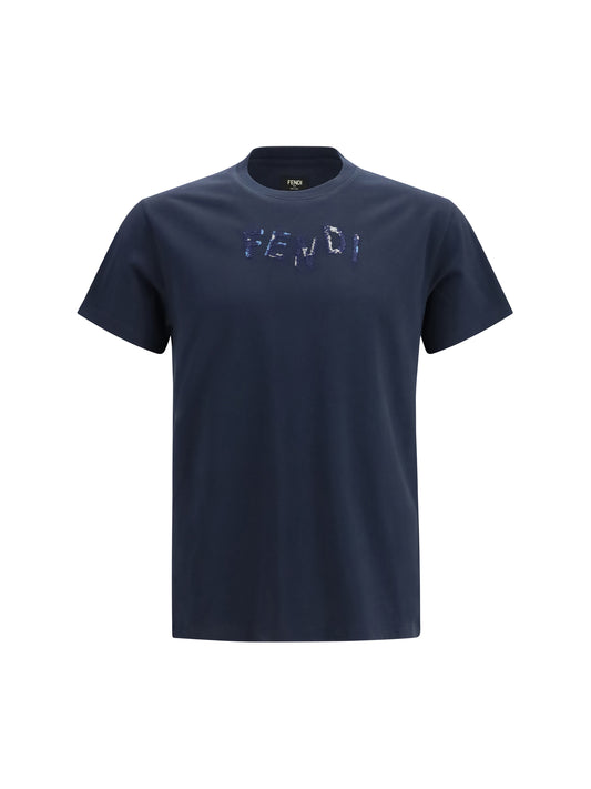 FENDI Cotton T-shirt with asymmetric logo