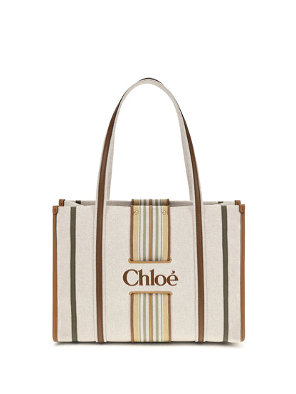 Chloé Woody Loop canvas Tote Bag - Pure Brown