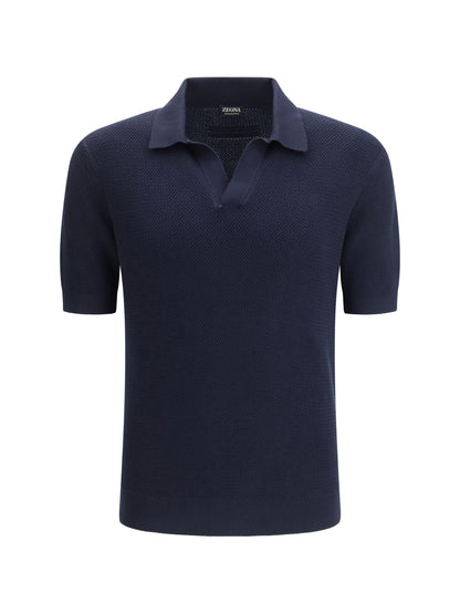 ZEGNA Premium Cotton Polo with open collar