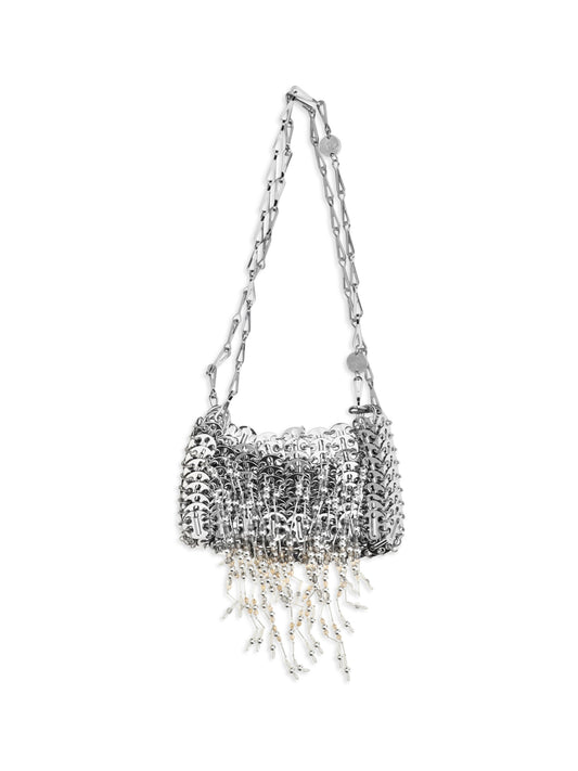 Rabanne Nano 1969 pearl fringe Shoulder Bag - Nacre / Gris