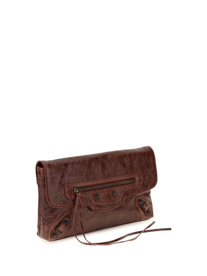 Balenciaga Le City Clutch in lambskin - Berry Red
