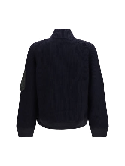 Sacai Ribbed Sweater - Navy×D/Khaki