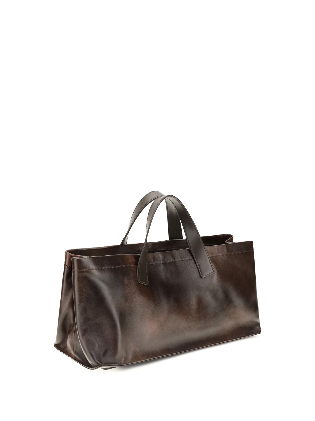 Staud Port Tote Handbag - Espresso Distressed