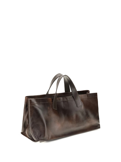 Staud Port Tote Handbag - Espresso Distressed