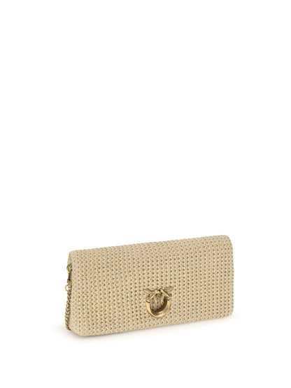 PINKO Love Bag Click Soft Horizontal Classic in raffia