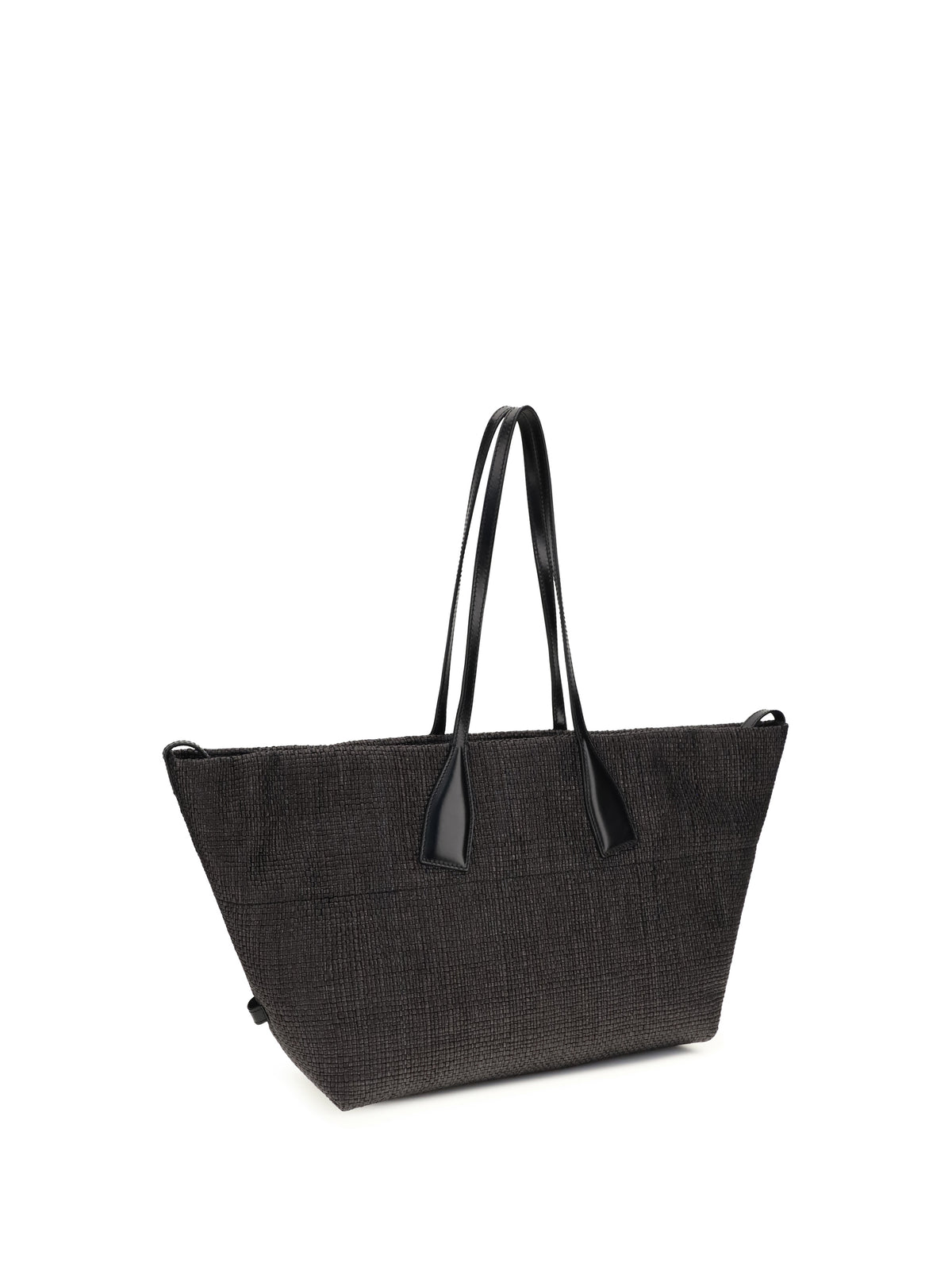 Balmain Track Shoulder Bag in leather and raffia - Noir