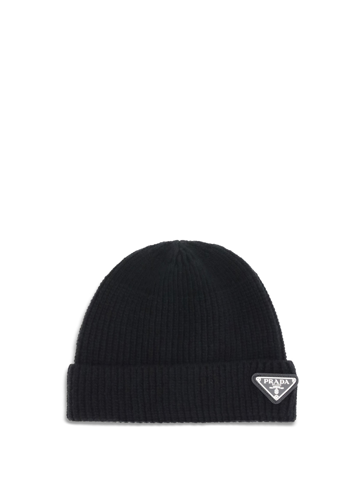 Prada Beanie Hat with logo - Black