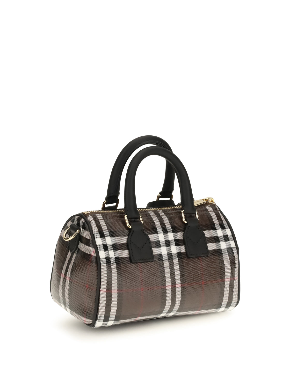 Burberry Check Bowling Mini Handbag - Chocolate Brown