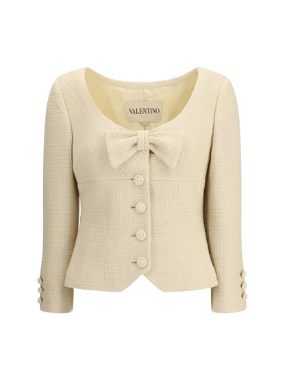 VALENTINO Short Jacket in Plain Wool Tweed