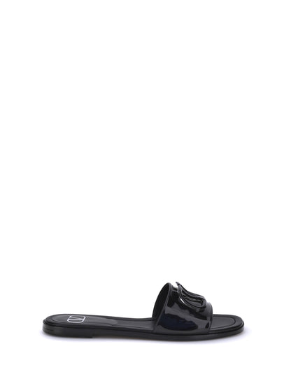 VALENTINO GARAVANI Patent leathe VLogo slide Sandals
