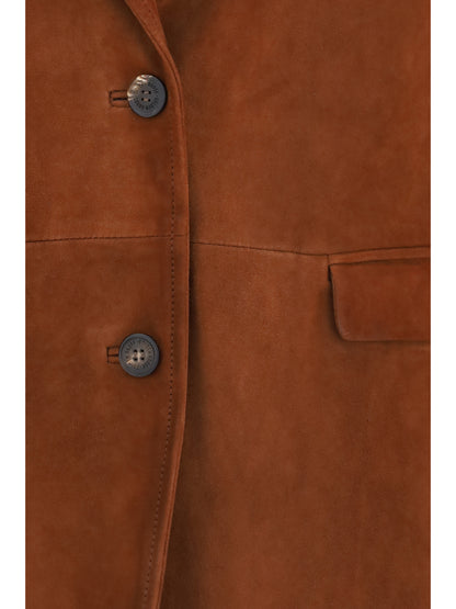 Golden Goose Single-breasted leather Jacket - Cambridge Brown