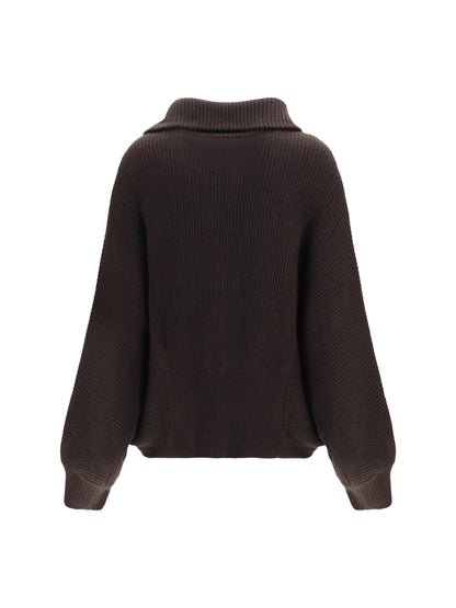 Brunello Cucinelli High neck cashmere Cardigan - Coffee