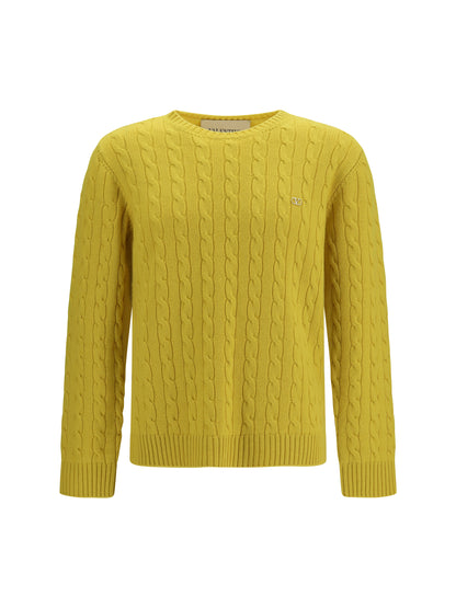 Valentino VLogo cable-knit cashmere Sweater - Yellow