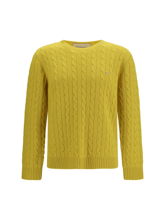 Valentino VLogo cable-knit cashmere Sweater - Yellow