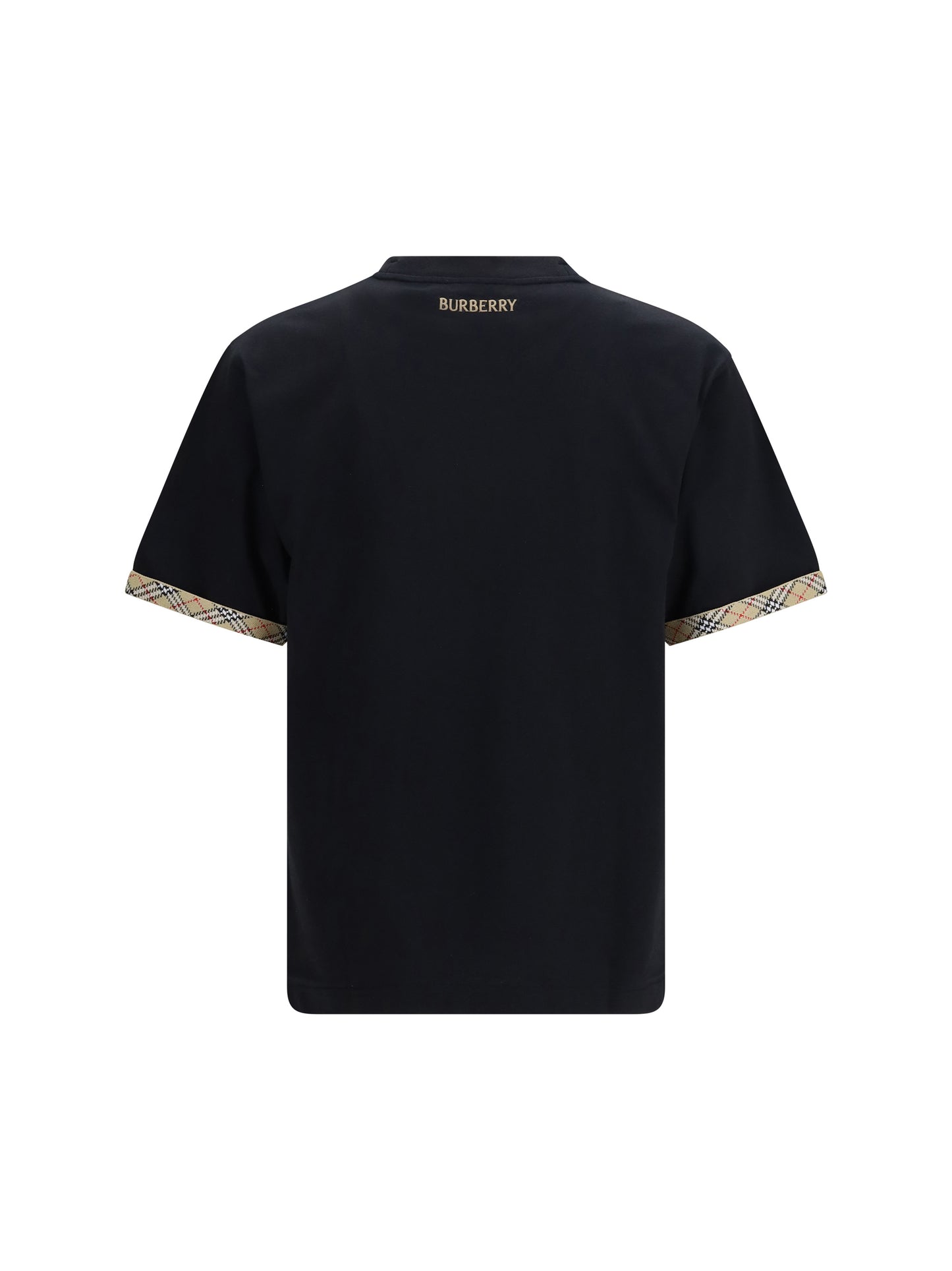 BURBERRY Cotton T-shirt with Check trims