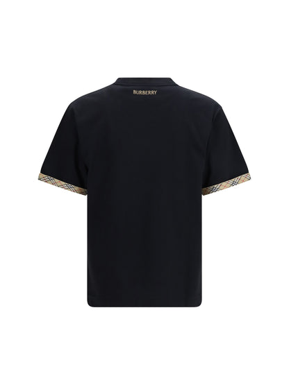 BURBERRY Cotton T-shirt with Check trims