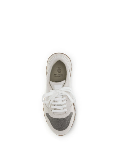 BRUNELLO CUCINELLI Precious Toe Sneakers in suede and techno fabric