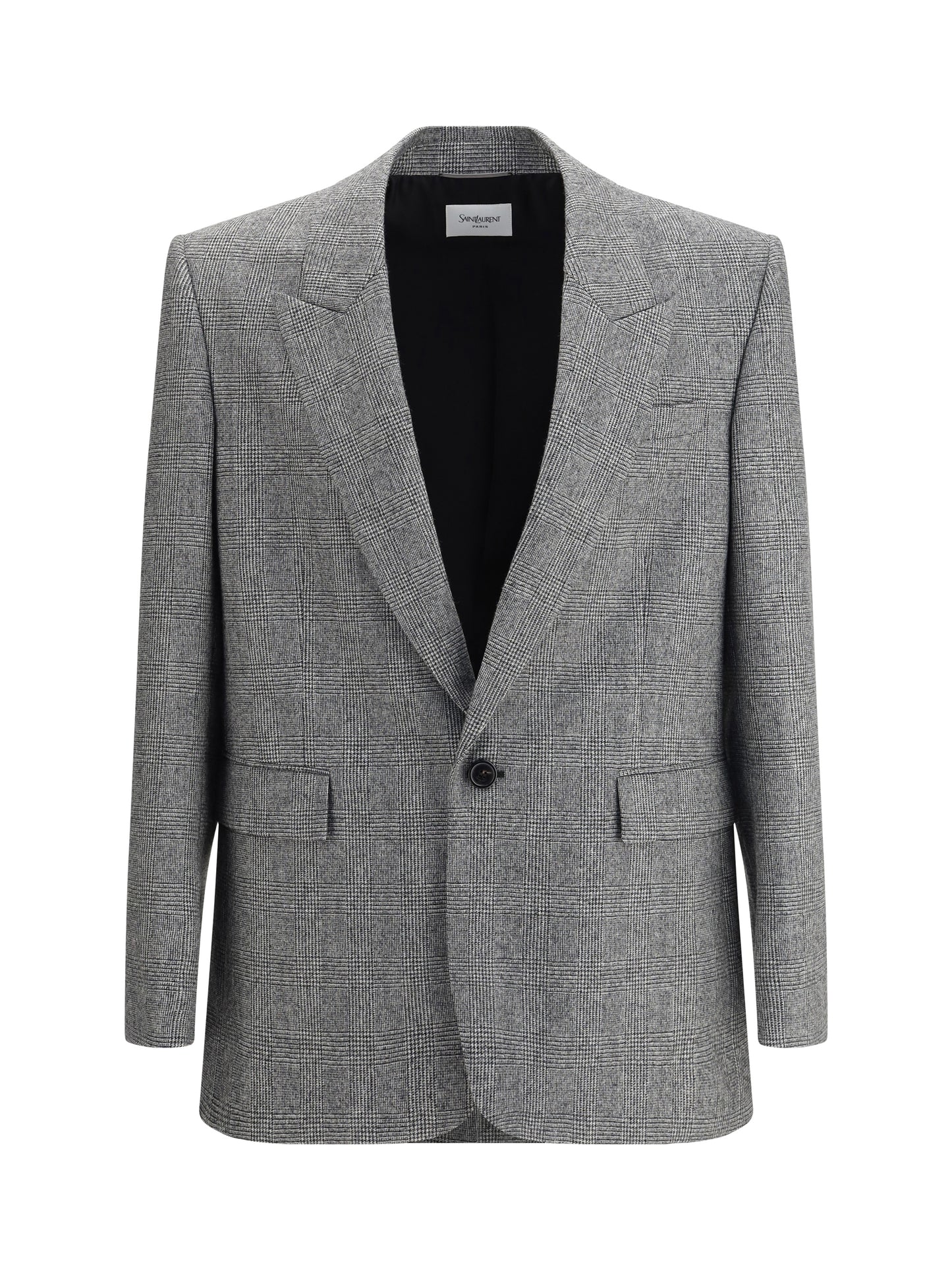 SAINT LAURENT Prince de Galles wool flannel Blazer
