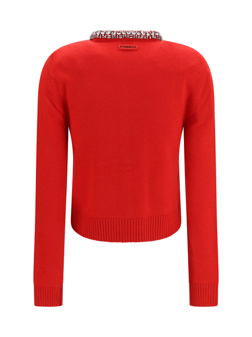 Pinko Colonia Cardigan with jewel collar - Red Ibisco