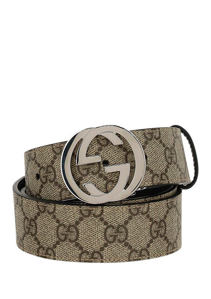 Gucci GG monogram Belt - Beige Ebony /Black