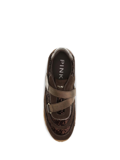 Pinko Yulia suede Sneakers with sequins - Moro