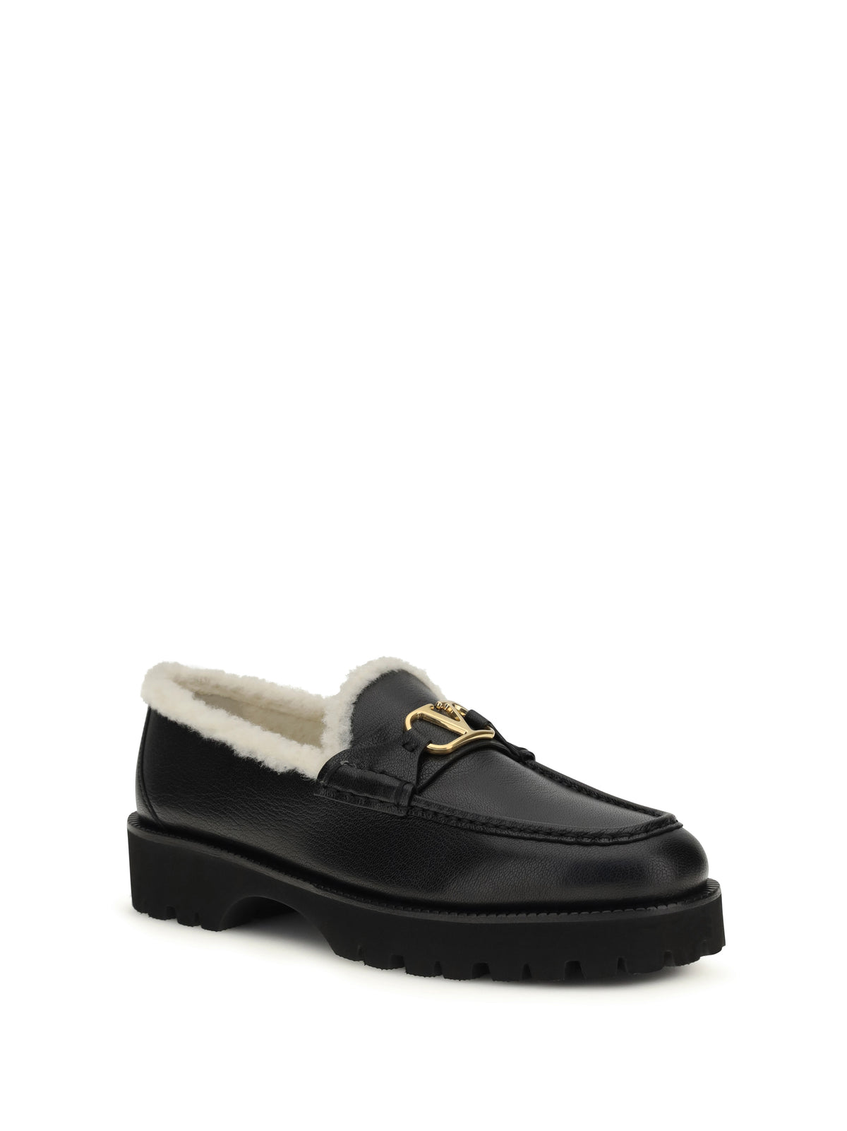 Valentino Garavani Vlogo fur Loafers - Black/White