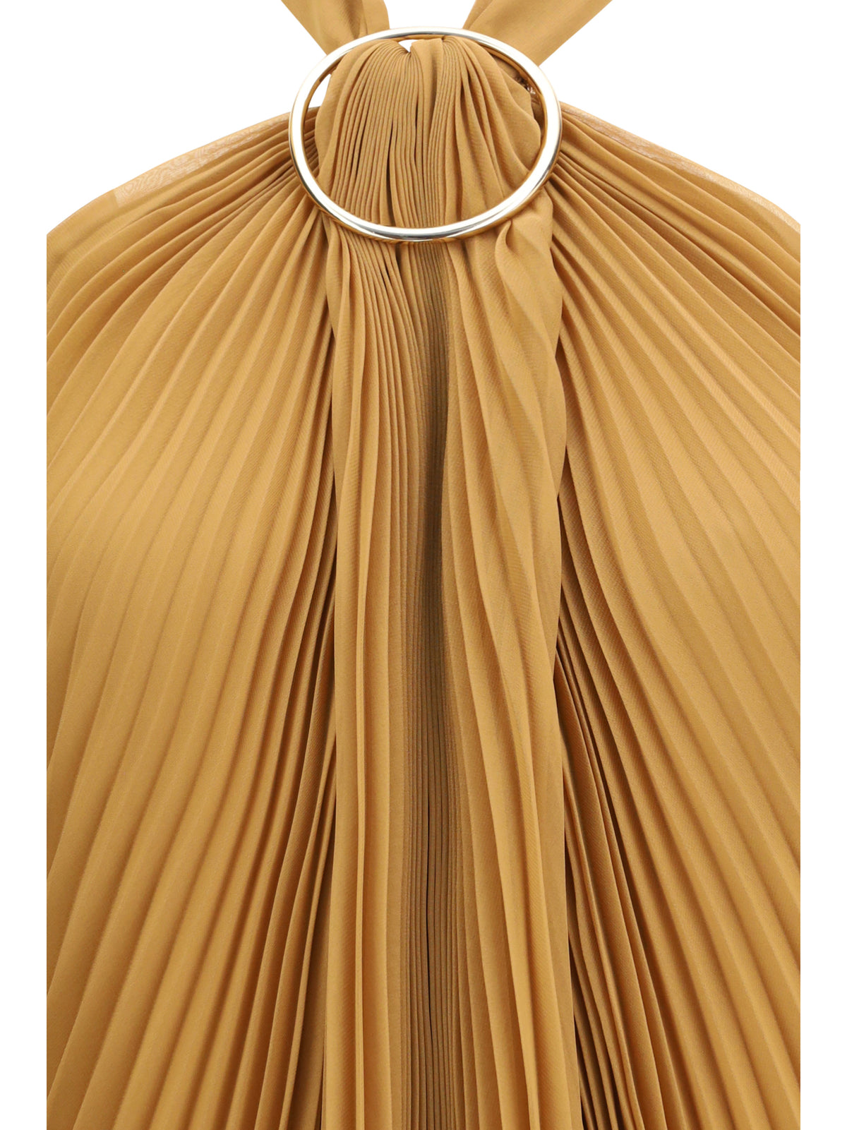 Max Mara Pianoforte Plissé chiffon Top - Caramello