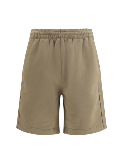 Burberry Cotton Shorts with Check trims - Finch Brown