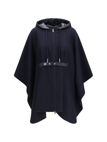 Moncler Padded wool blend Cape - Navy