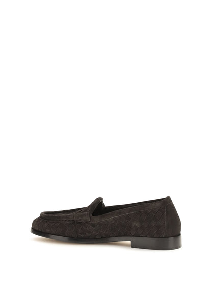 Bottega Veneta Silenzio Intrecciato Loafers - Espresso