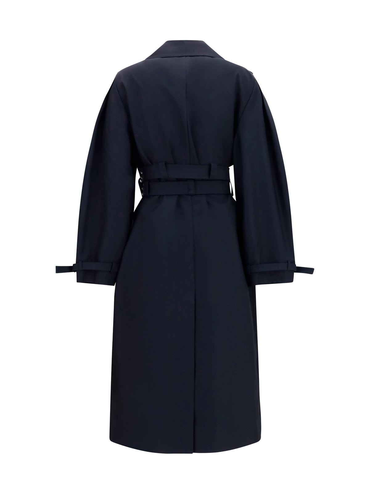 Ganni Double-breasted cotton Trench Coat with double belt - Black