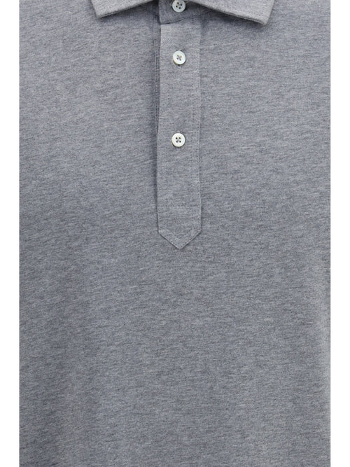 Brunello Cucinelli Cotton jersey Polo with shirt collar - Grey Medium