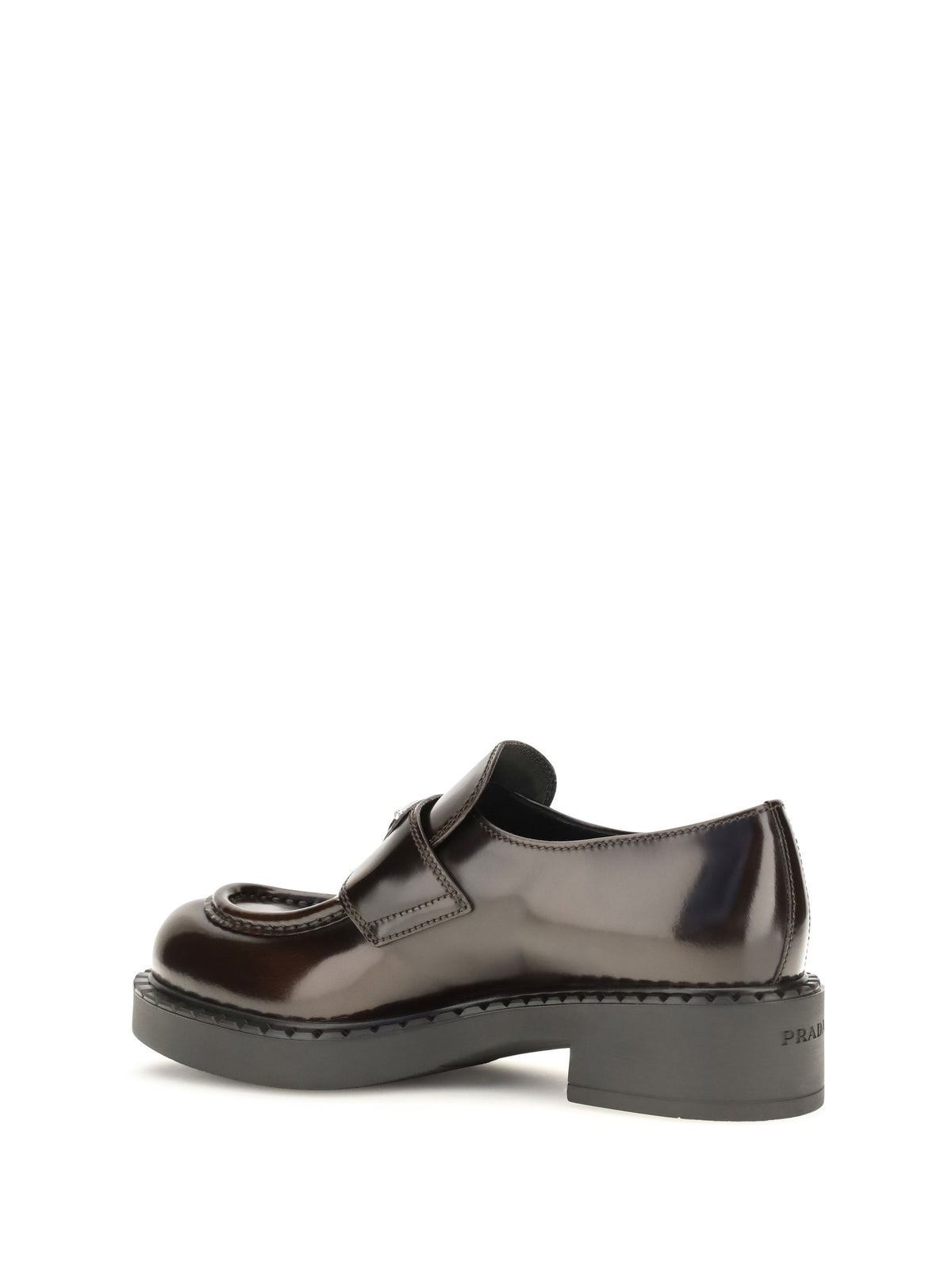 Prada Leather logo Loafers - Bruciato