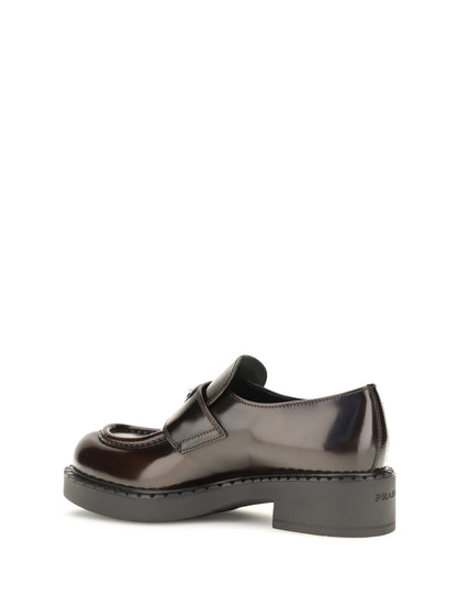 Prada Leather logo Loafers - Bruciato