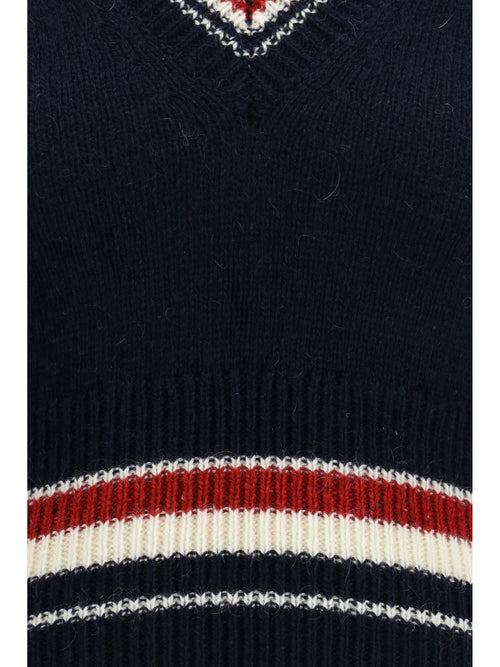 Thom Browne Hector striped V-neck Vest - Navy