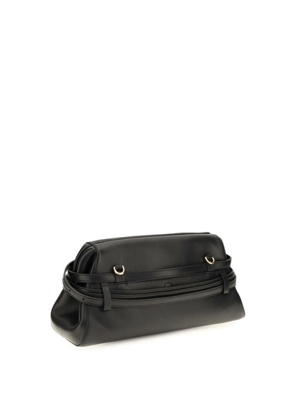 Moschino Leather Clutch with buckle detail - Black