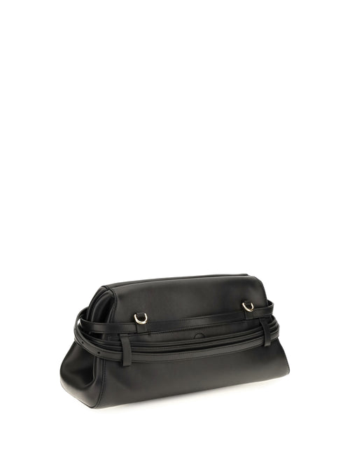 Moschino Leather Clutch with buckle detail - Black