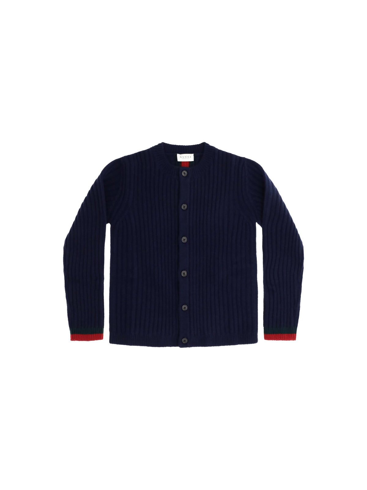Gucci Web stripe Cardigan for Girl - Abyss Blue/Green/Red