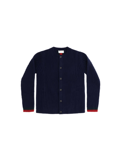 Gucci Web stripe Cardigan for Girl - Abyss Blue/Green/Red