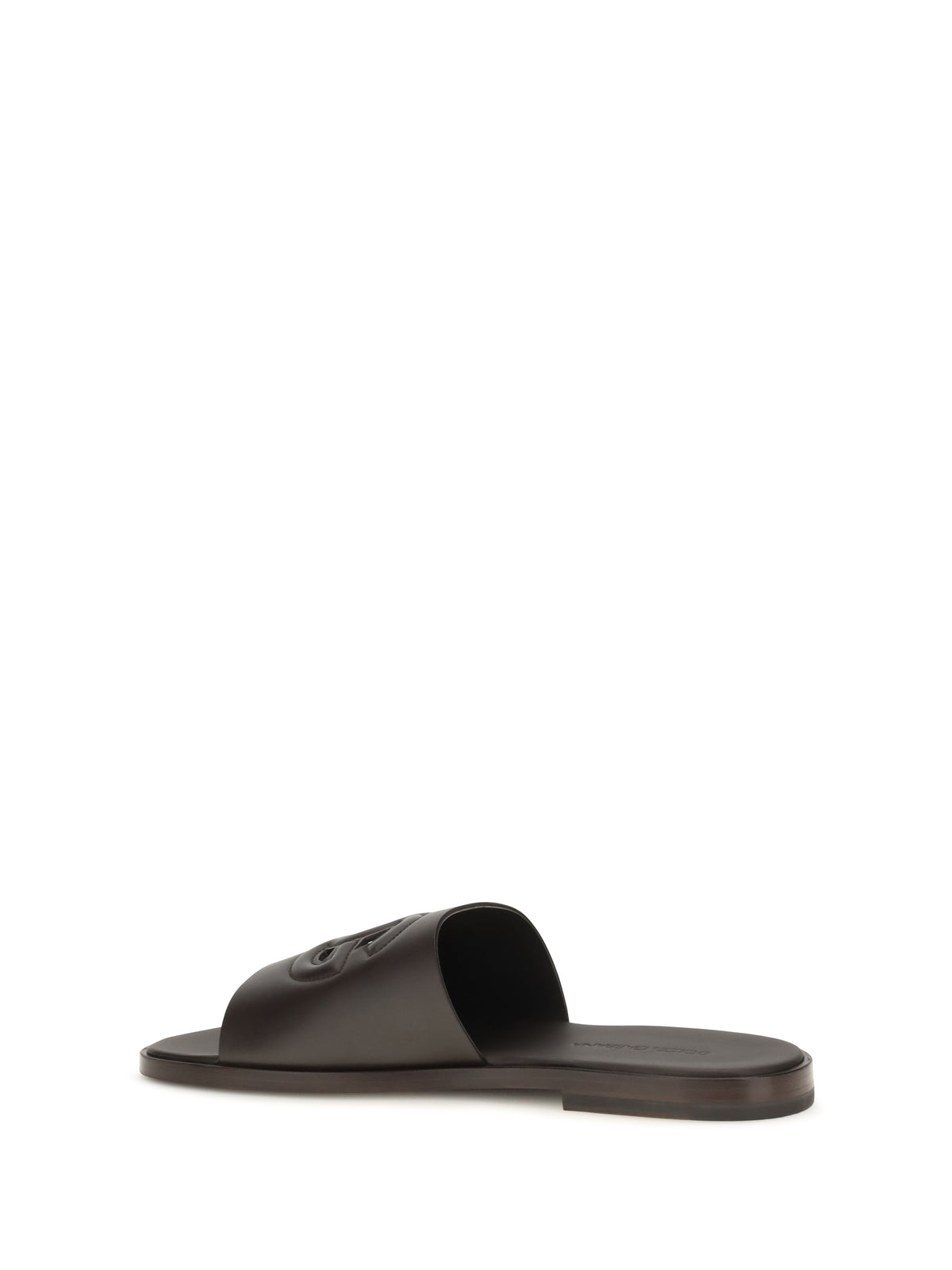 Dolce & Gabbana Embossed logo Sandals - Cioccolato Fondente