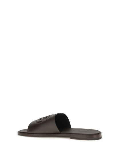 Dolce & Gabbana Embossed logo Sandals - Cioccolato Fondente