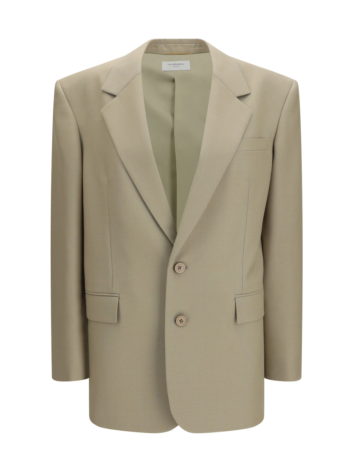 Saint Laurent Single-breasted Jacket in wool and silk - Mustard