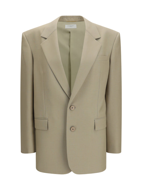 Saint Laurent Single-breasted Jacket in wool and silk - Mustard