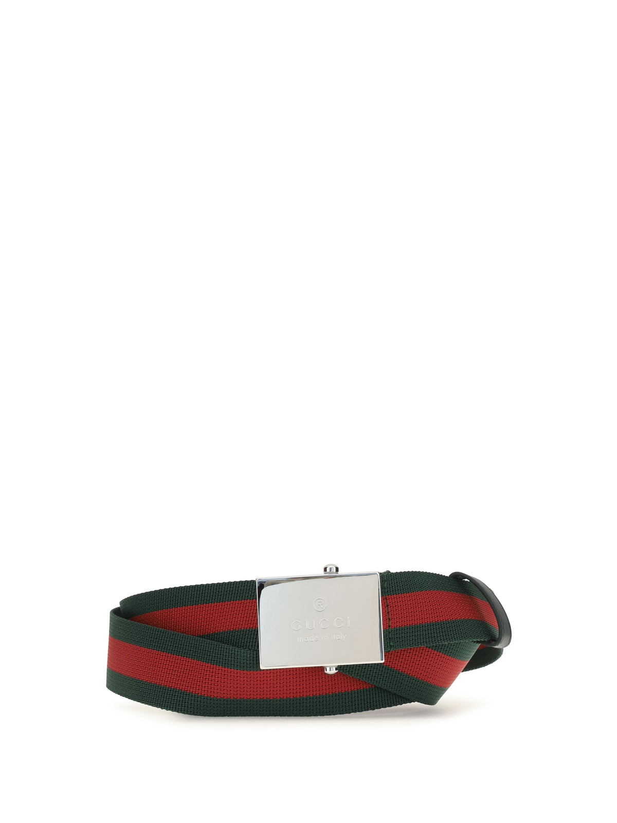Gucci Web Ribbon Belt with rectangular buckle - Vrv/Green