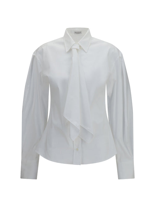 Brunello Cucinelli Cotton blend Shirt with tie - White
