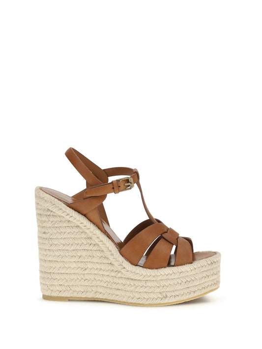 SAINT LAURENT Leather Espadrille Sandals