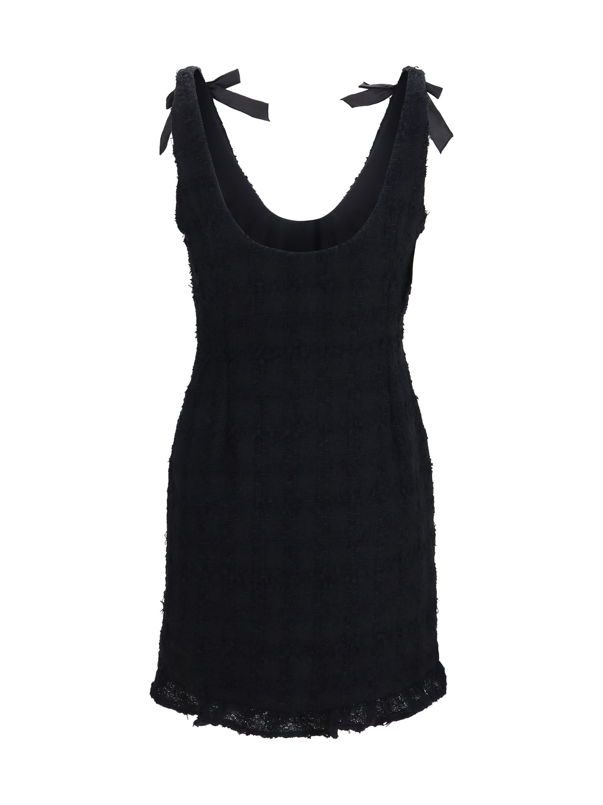 Alessandra Rich Checked bouclé tweed mni Dress with bows - Black