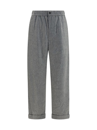 Giorgio Armani Oversized Pants in wool and cashmere with denim effect - Light Grey Melange