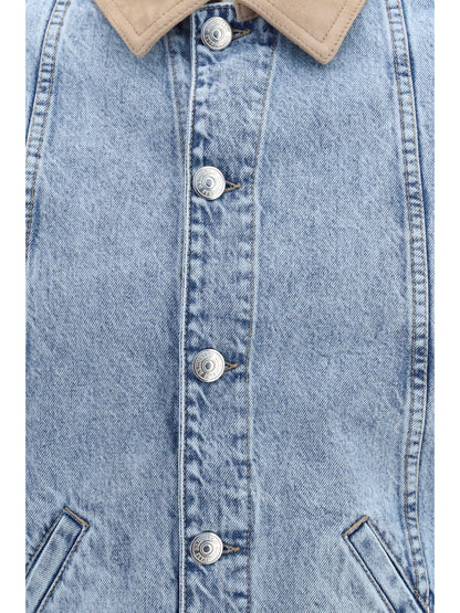 Brunello Cucinelli Denim Jacket with suede collar - Denim Light