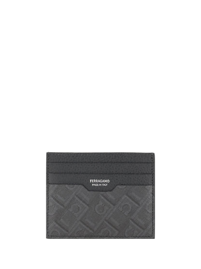 Ferragamo Leather Cardholder - Grey Patterned Medium